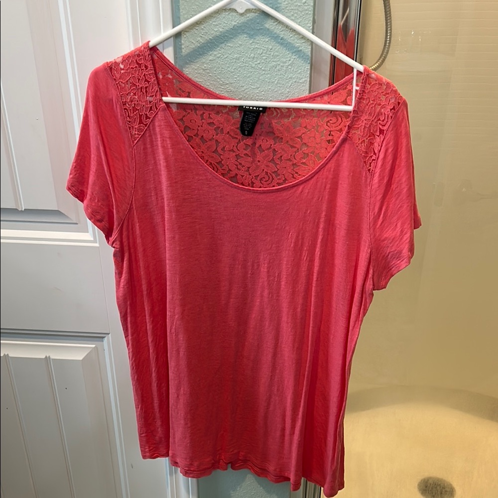 Torrid Pink Lace Accent Blouse